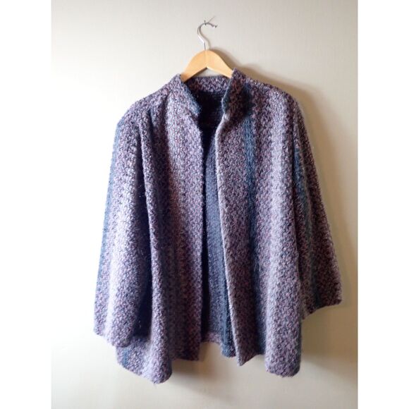 Toni Woods New York Mohair Blend Buttoned Sweater Coat Large Purple Vintage - Picture 1 of 8